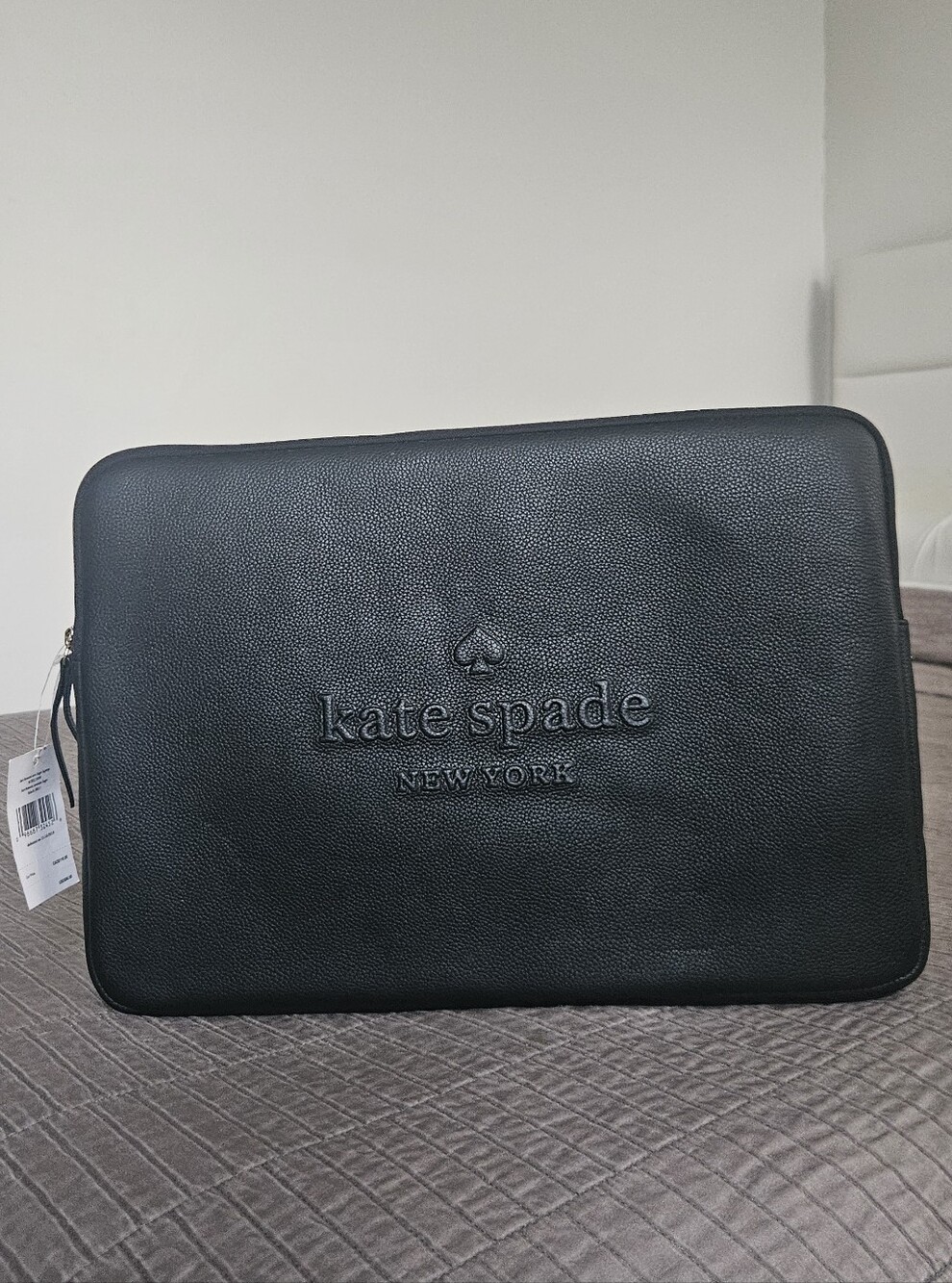kate spade Black Embossed Leather Laptop Sleeve *NWT*